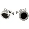 Montblanc Meisterstuck Onyx Inlay Stainless Steel Round Men's Cufflink In Black