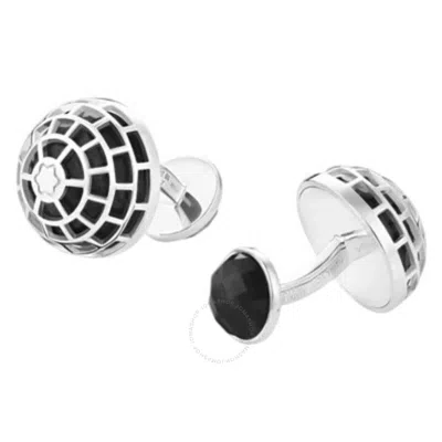 Montblanc Meisterstuck Onyx Stone Cufflinks In Silver