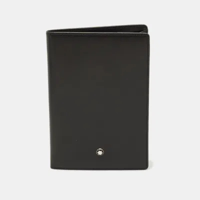 Pre-owned Montblanc Meisterstuck Passport Holder Black Leather