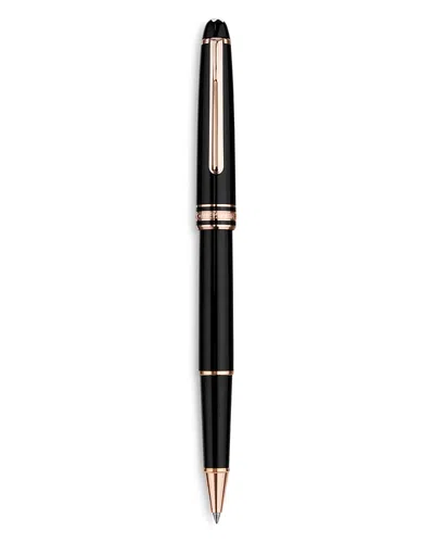 Montblanc Meisterstuck Rose Gold Classique Rollerball Pen In Black
