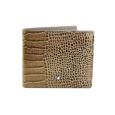 Pre-owned Montblanc Meisterstuck Selection Men's Leather Bifold Taupe Wallet 6cc 114446 In Brown