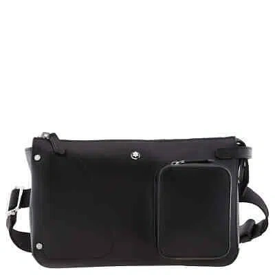 Pre-owned Montblanc Meisterstuck Selection Soft Leather Belt Bag In Black 129697
