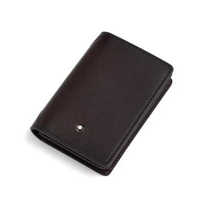 Pre-owned Montblanc Meisterstück Sfumato Natural Leather Card Wallet Purse For Men In Brown