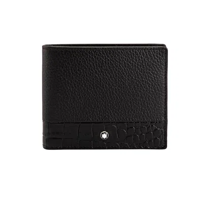 Pre-owned Montblanc Meisterstuck Soft Grain Black Leather Men's Wallet 6cc 118752