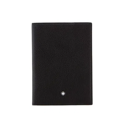 Pre-owned Montblanc Meisterstück Soft Grain Leather Passport Holder Cover Wallet Purse Men In Black