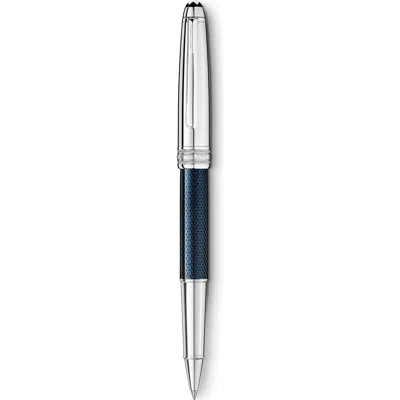 Montblanc Meisterstück Solitaire Doué Blue Hour Classique Rollerball Pen In Silver