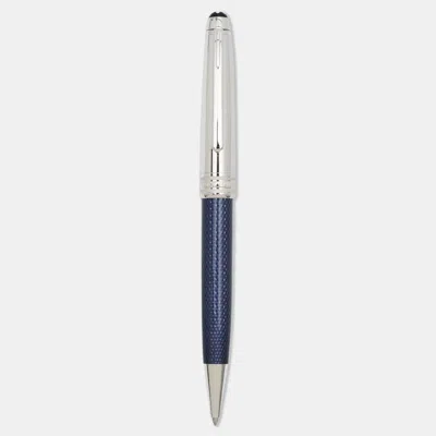 Pre-owned Montblanc Meisterstuck Solitare Doue Blue Lacquer Silver Tone Ballpoint Pen