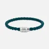 Montblanc Meisterstuck Steel & Cyprus Blue Leather Bracelet In Green