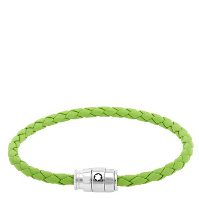 Montblanc Meisterstuck Steel & Lime Leather Bracelet In Green