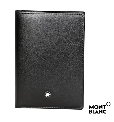 Pre-owned Montblanc Meisterstuck Vertical Wallet 4cc - Black Calfskin Leather
