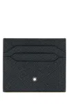 Montblanc Melange Blue Leather Card Holder In Green