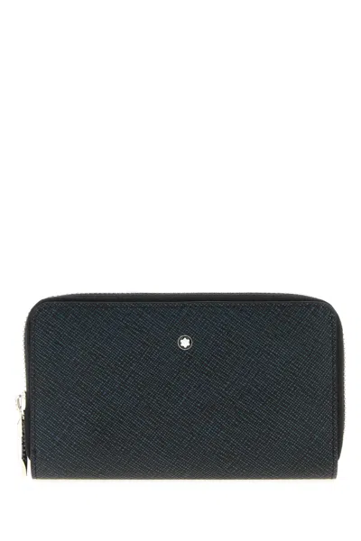 Montblanc Melange Blue Leather Wallet In Black