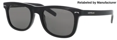 Montblanc Men's Acetate Sunglasses With Polarized Lenses 53-21-145 In 006 - Black / Smoke Polarized