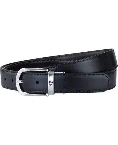 Montblanc Men's Horseshoe-buckle Reversible Leather Belt In Black/brown