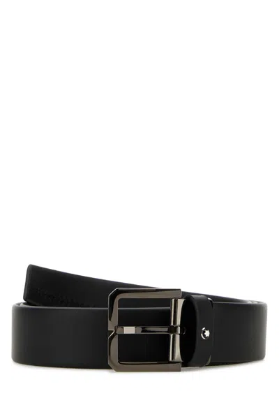 Montblanc Men Black Leather Belt