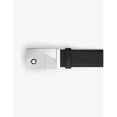 Montblanc Mens Black Logo-engraved Buckle Leather Belt