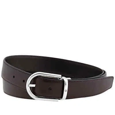 Pre-owned Montblanc Men's Burgundy Leather Belt In Red