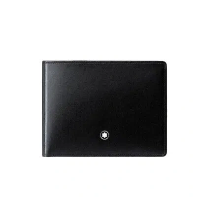 Pre-owned Montblanc Men Card Wallet  Meisterstück 126206 Black Gray Leather Slim Billfold