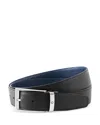 Montblanc Reversible Saffiano Leather Belt In Black/blue
