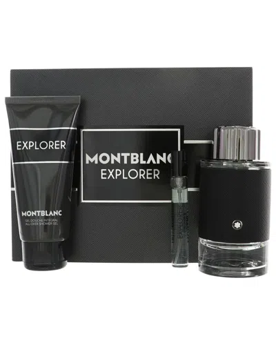 Montblanc Men's Explorer Edp Spray 3pc Gift Set In Black