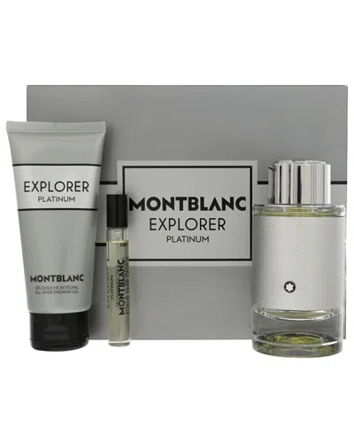 Montblanc Men's Explorer Platinum Edp Spray 3pc Gift Set In Gray