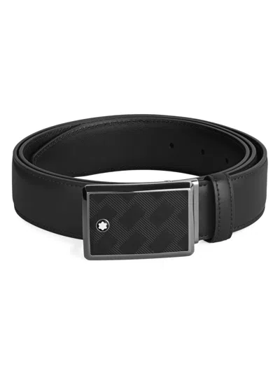 Montblanc Men's Extreme 3.0 Leather Plate Buckle Belt In Black
