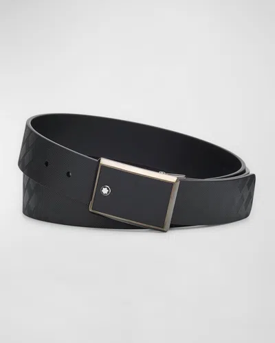 Montblanc Men's Extreme 3.0 Leather Plate-buckle Belt In Black