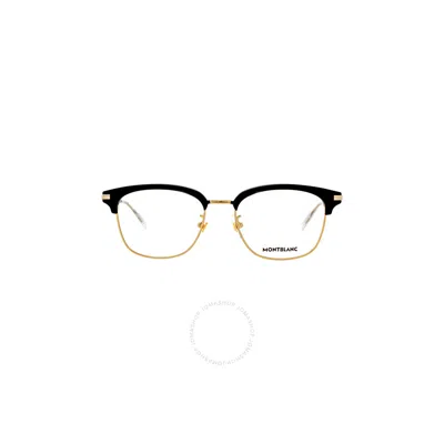 Montblanc Men's Gold Tone Square Eyeglass Frames Mb0141ok002 In Black