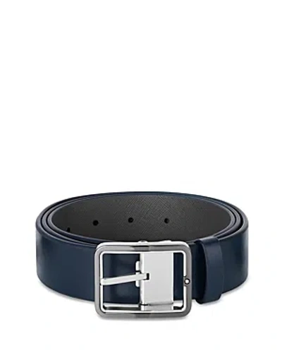 Montblanc 35 Mm Reversible Leather Belt In Blue