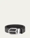 Montblanc Calfskin Leather Belt In Grey