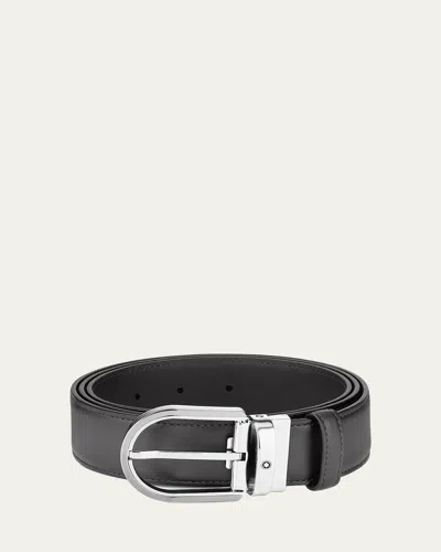 MONTBLANC MEN'S HORSESHOE BUCKLE LEATHER BELT