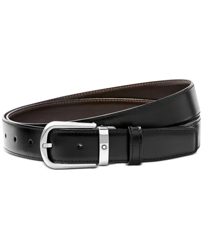 Montblanc Horseshoe Buckle Reversible Leather Belt In Black