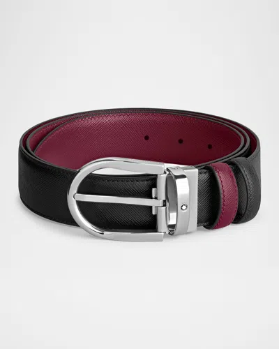 MONTBLANC MEN'S HORSESHOE-BUCKLE REVERSIBLE LEATHER BELT