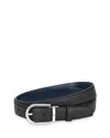 Montblanc Men's Reversible Leather Buckle Belt In Black & Blue