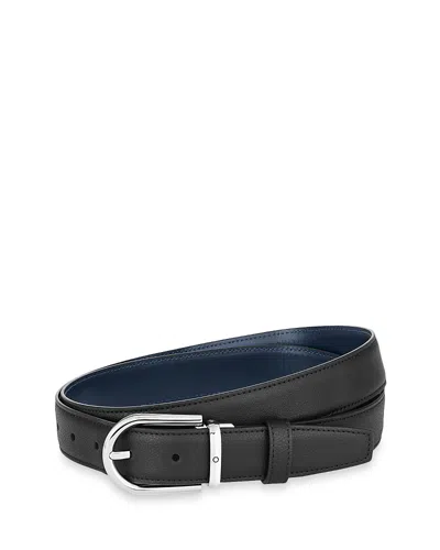 Montblanc Men's Reversible Leather Buckle Belt In Black & Blue