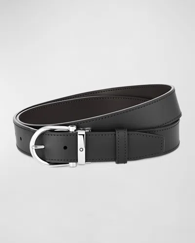 Montblanc Men's Leather Buckle Belt In Black & Brown