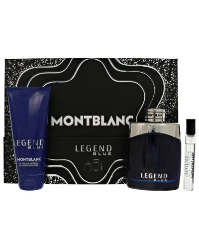 Montblanc Men's Legend Blue Edp Spray 3pc Gift Set In Black