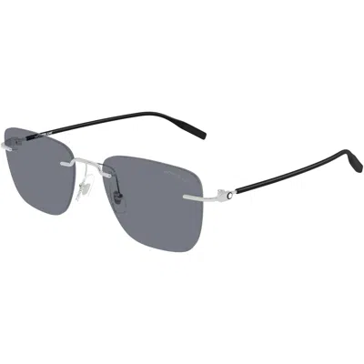Montblanc Men's Mb0470s Aviator Sunglasses In Silver/grey