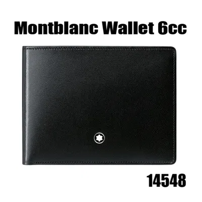 Pre-owned Montblanc Men's Meisterstuck Black Leather Wallet 6cc 14548 Tracking Number
