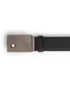 Montblanc Mens Black Logo-engraved Buckle Leather Belt In Black