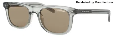 Montblanc Men's  Mb0260s Acetate Sunglasses 53-21-145 With Case In 004 - Grey / Brown Tint
