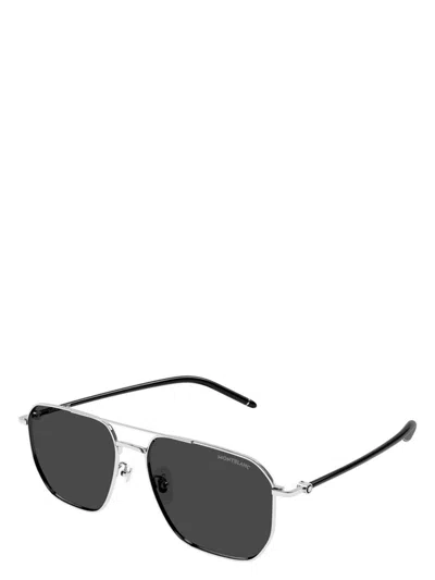Montblanc Silver-black-grey Injectate Sunglasses In Gray