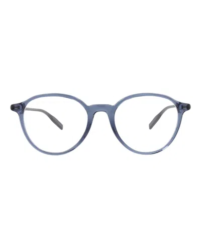 Pre-owned Montblanc Men's  Roundframe Recycled Acetate Optical Frames In Blue Blue Transparent (mb0291o/3001459