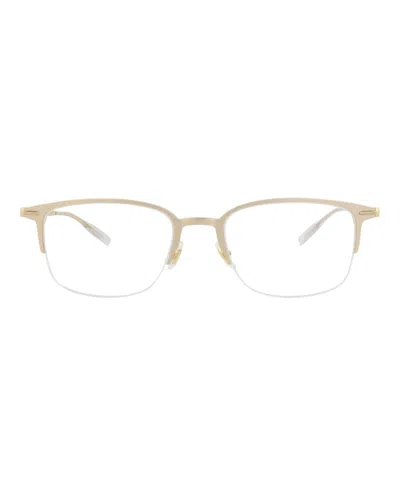 Pre-owned Montblanc Men's  Squareframe Alluminium Optical Frames In Gold Gold Transparent (mb0234ok/30013548/00