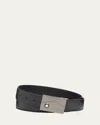 Montblanc Mens Black Logo-engraved Buckle Leather Belt In Black