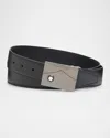 Montblanc Mens Black Logo-engraved Buckle Leather Belt In Black