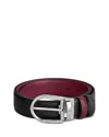 Montblanc Horseshoe Buckle Black/cassis 35mm Reversible Leather Belt In Black