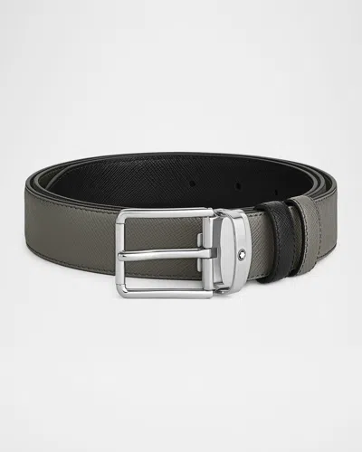 Montblanc Men's Reversible Saffiano Leather Belt In Black