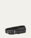 Montblanc Men's Round Buckle Leather Belt In Black