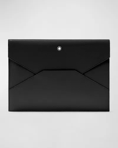 Montblanc Leather Sartorial Envelope Pouch In Black